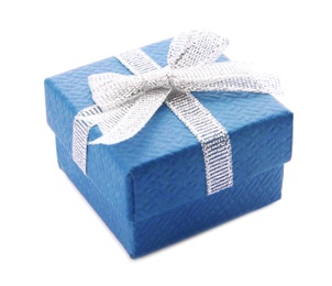 Photo of Beautiful gift box with bow on white background