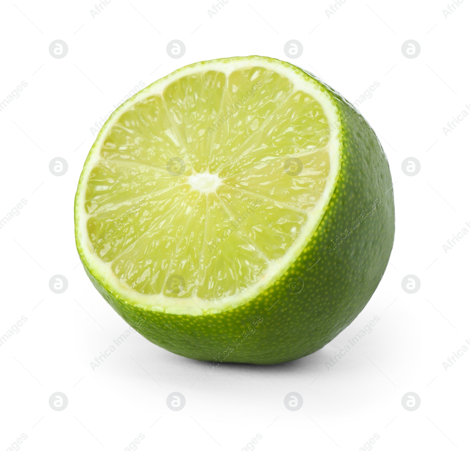 Photo of Half of fresh green ripe lime isolated on white