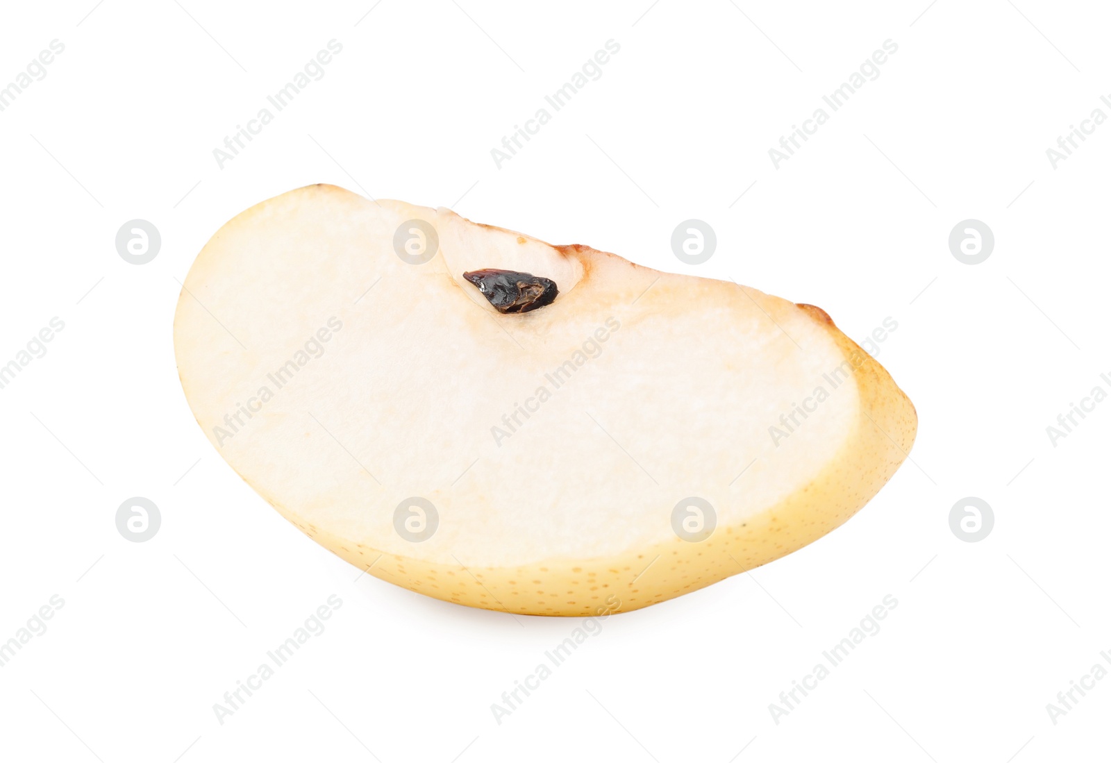 Photo of Slice of fresh apple pear isolated on white