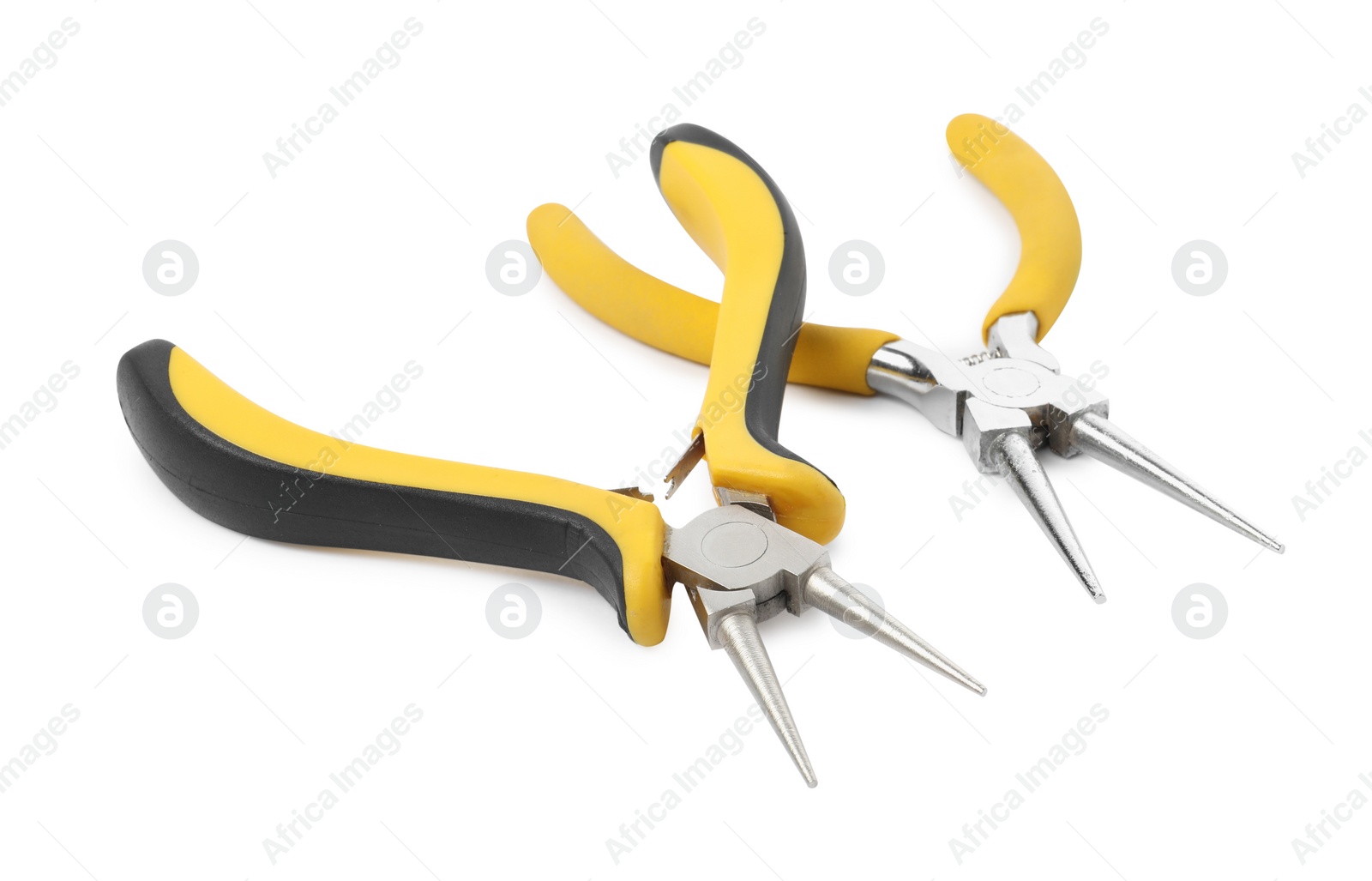 Photo of Two round nose pliers isolated on white