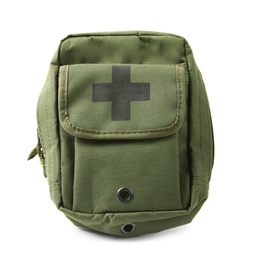 First aid bag on white background. Camping equipment