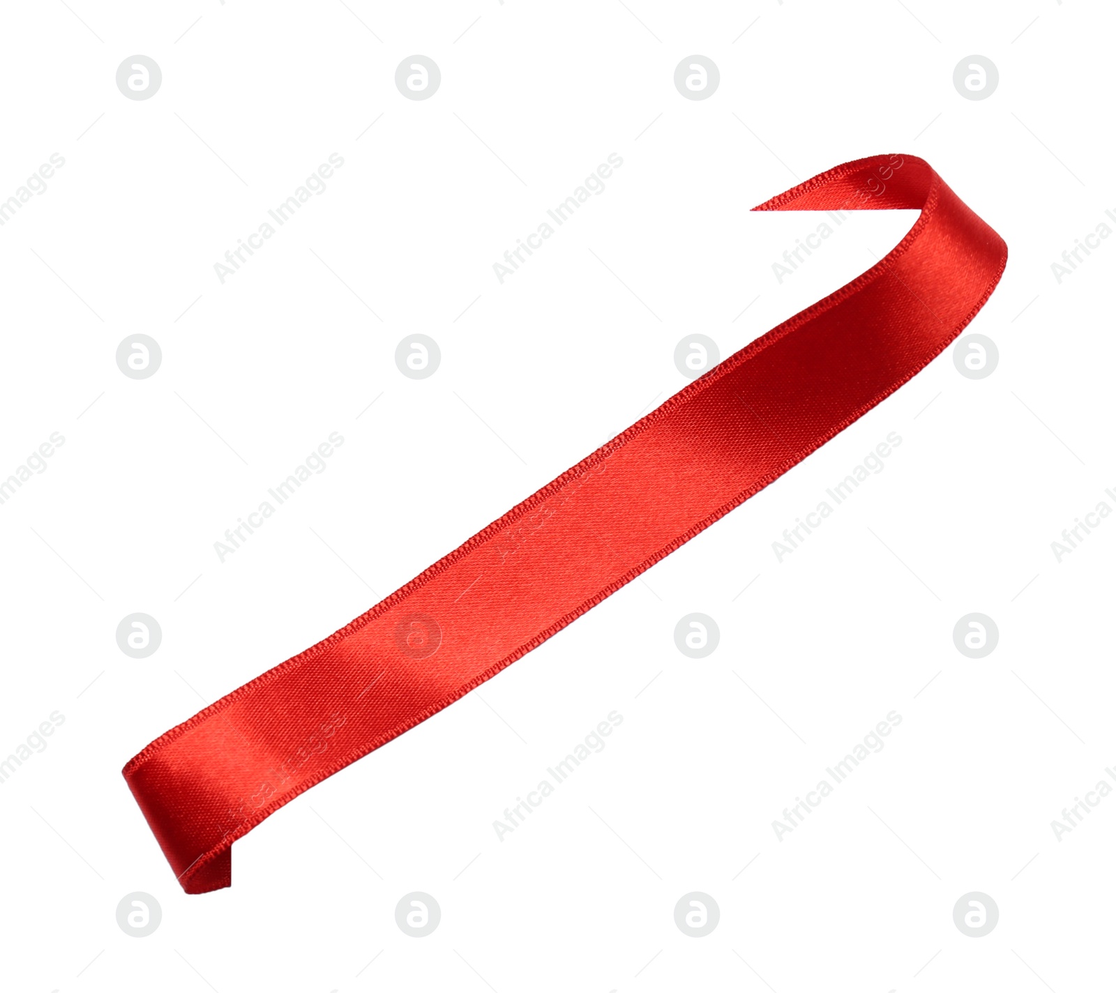 Photo of Elegant red satin ribbon on white background