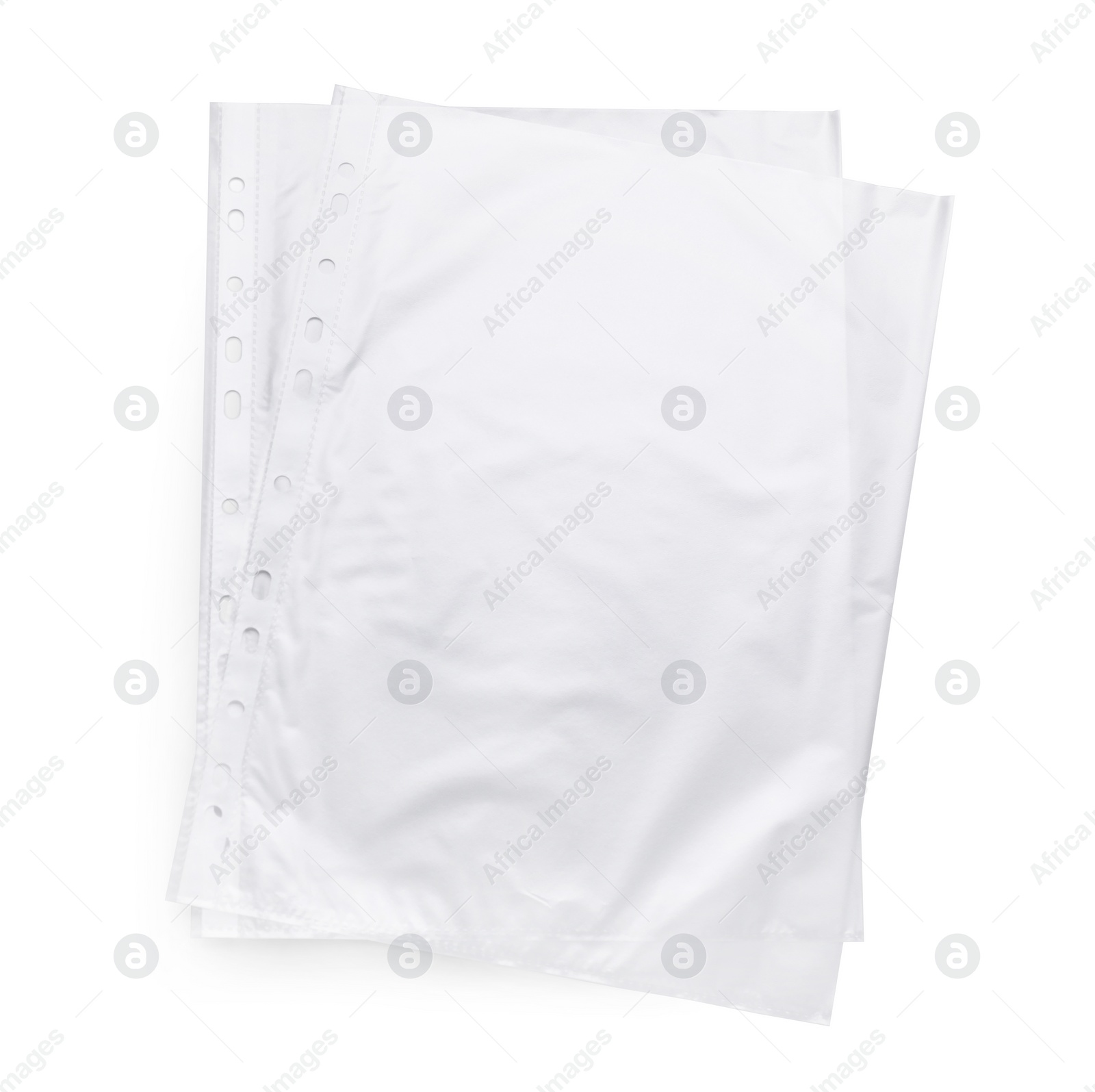 Photo of Empty punched pockets on grey background, top view