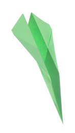 Handmade light green paper plane isolated on white