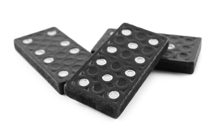 Classic black domino tiles on white background