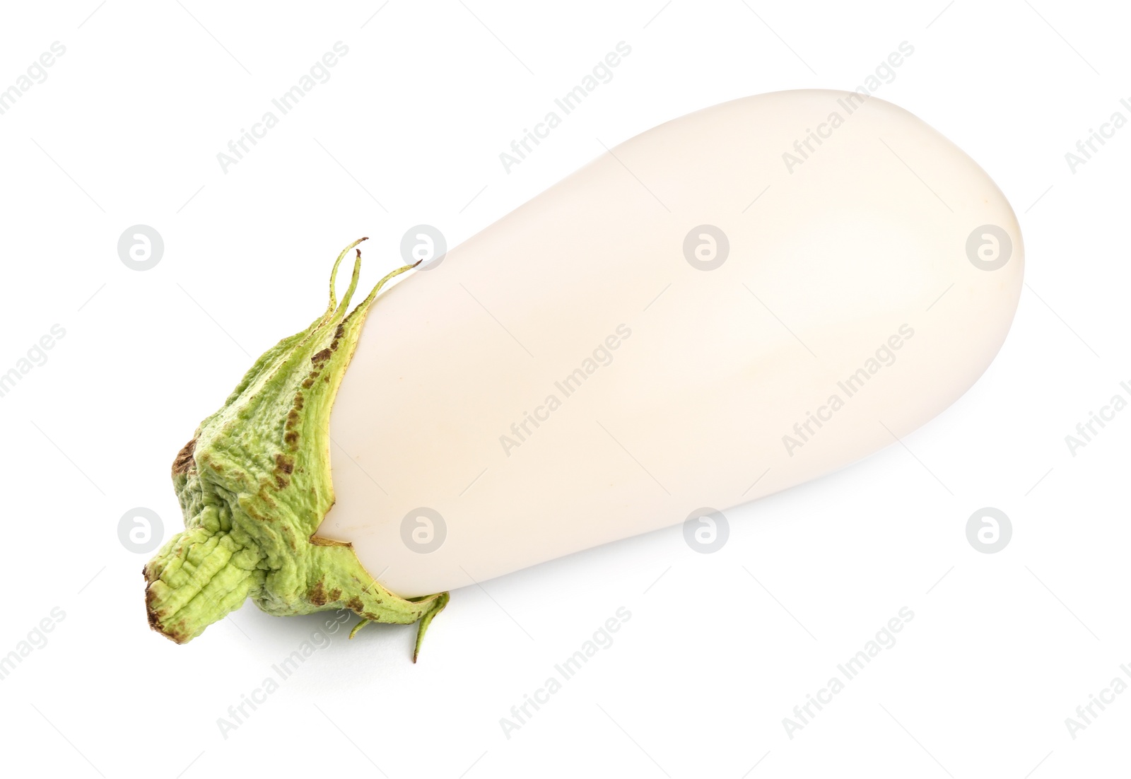 Photo of One fresh white eggplant isolated on white