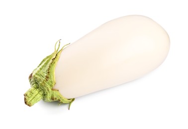 Photo of One fresh white eggplant isolated on white