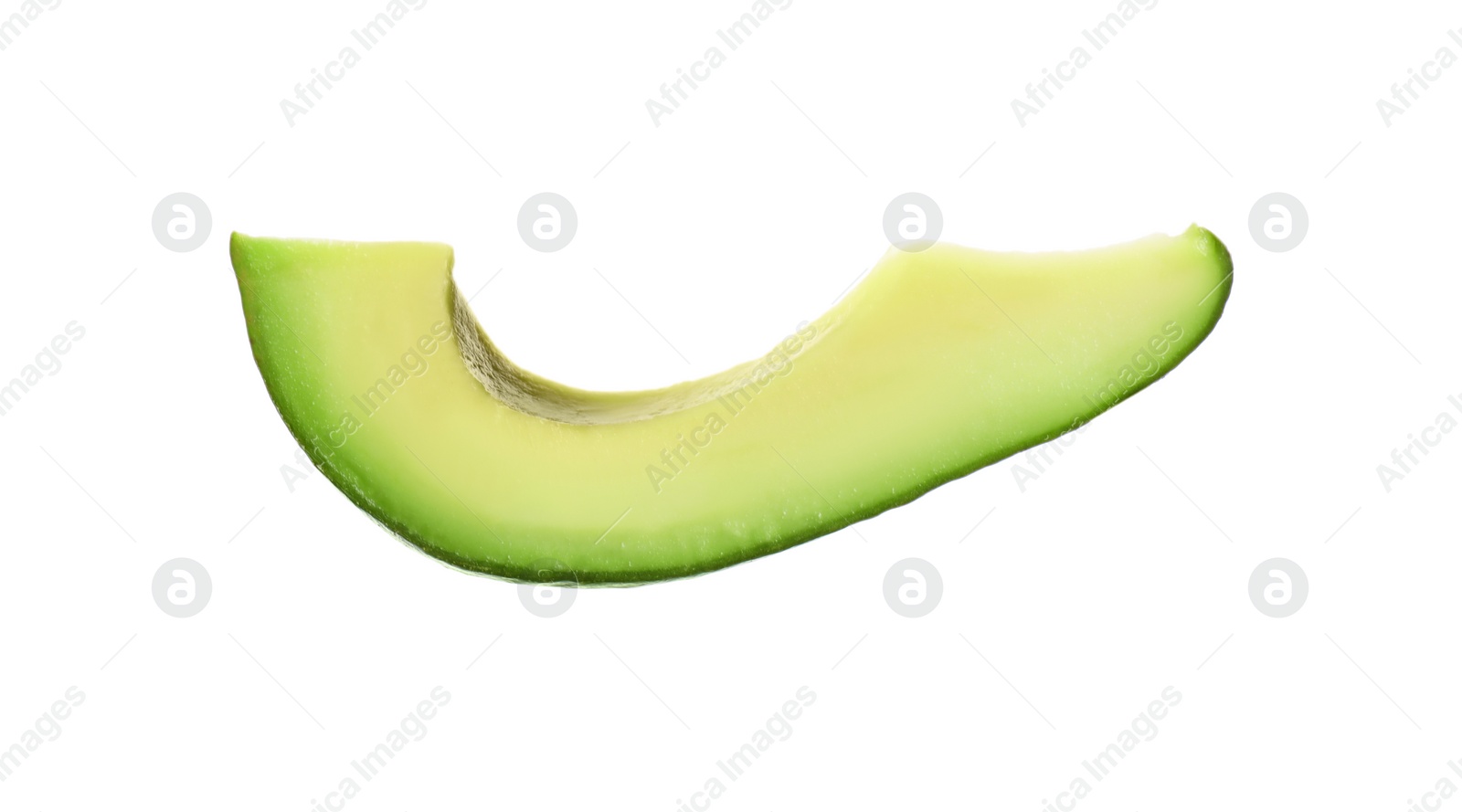 Photo of Slice of ripe avocado isolated on white