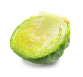 Photo of Fresh cut Brussels sprout on white background