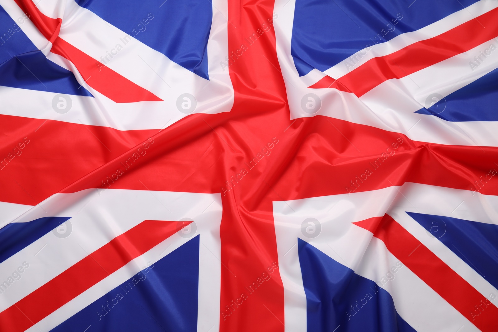 Photo of Flag of United Kingdom as background, top view. National symbol
