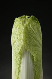 Photo of Fresh ripe Chinese cabbage on black background