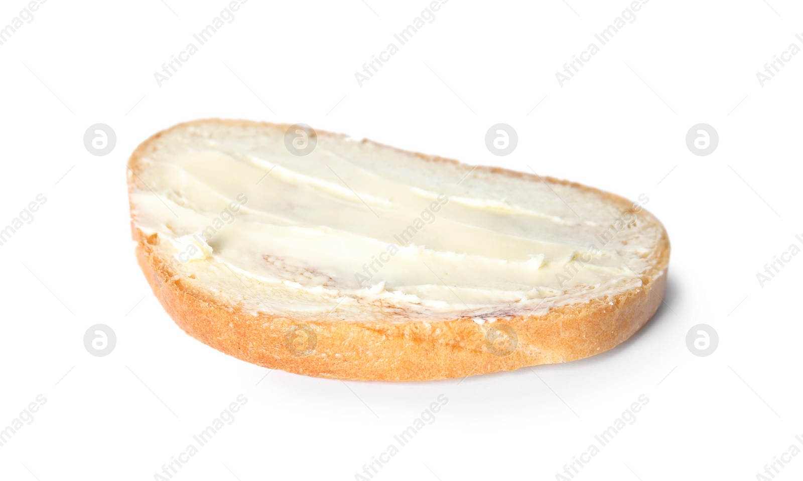 Photo of Slice of bread with butter isolated on white