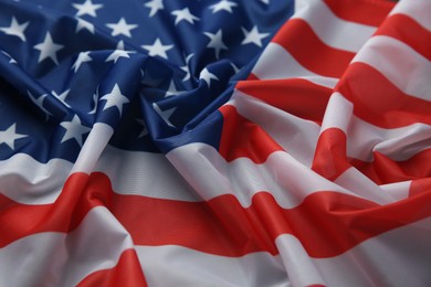 Photo of Flag of USA as background, closeup view