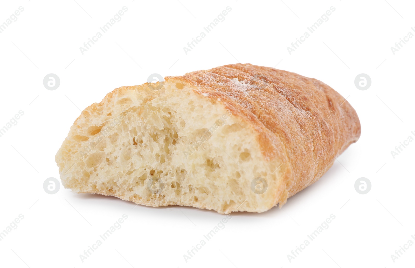 Photo of Piece of fresh baguette isolated on white