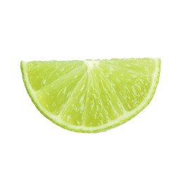 Slice of fresh green ripe lime isolated on white