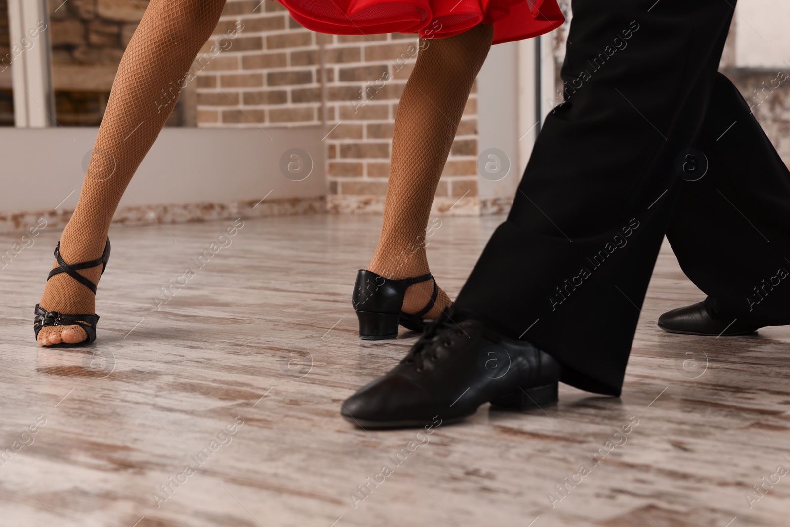 Photo of Couple of kids dancing together in studio, closeup