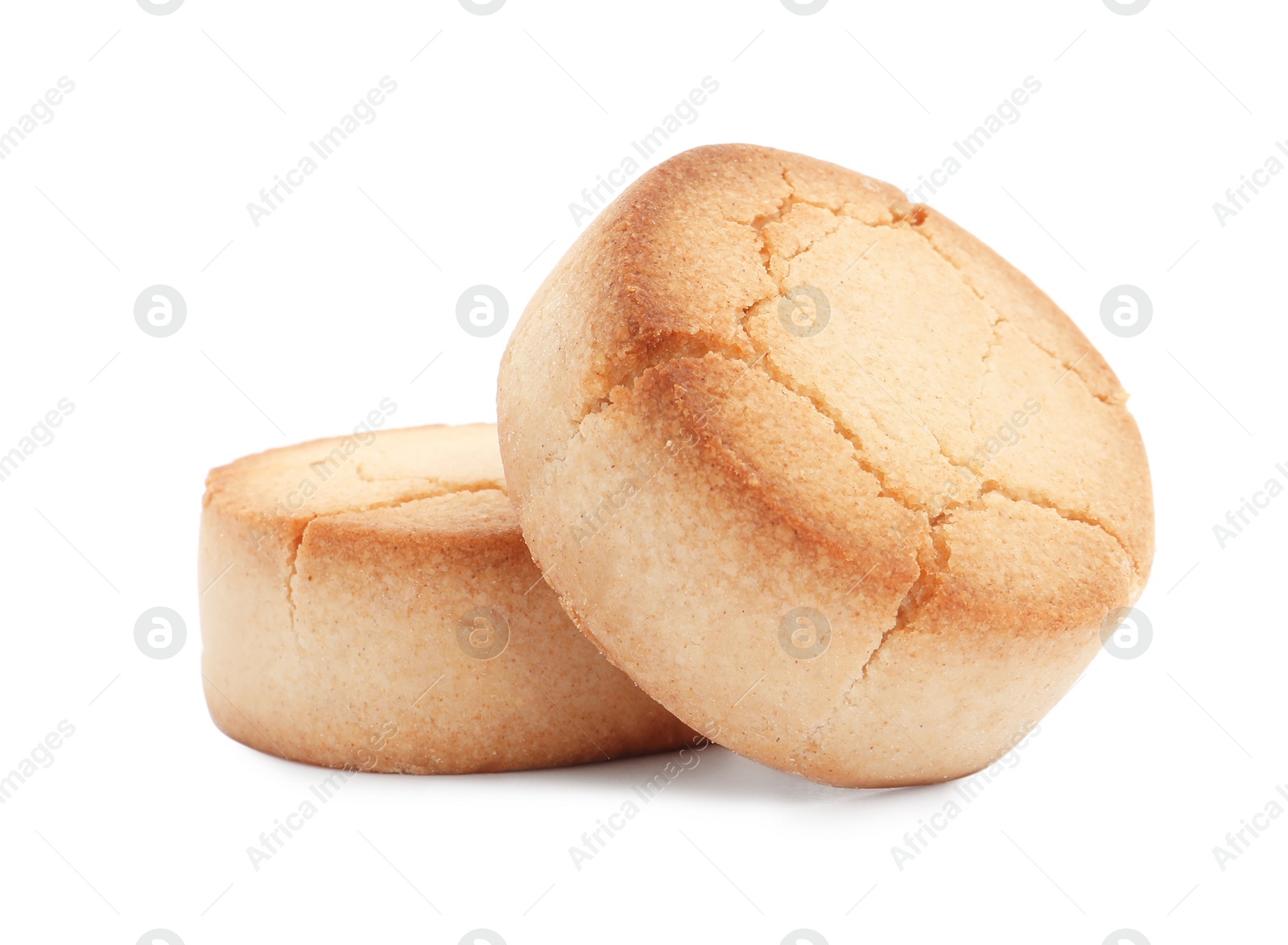 Photo of Sweet delicious butter cookies on white background