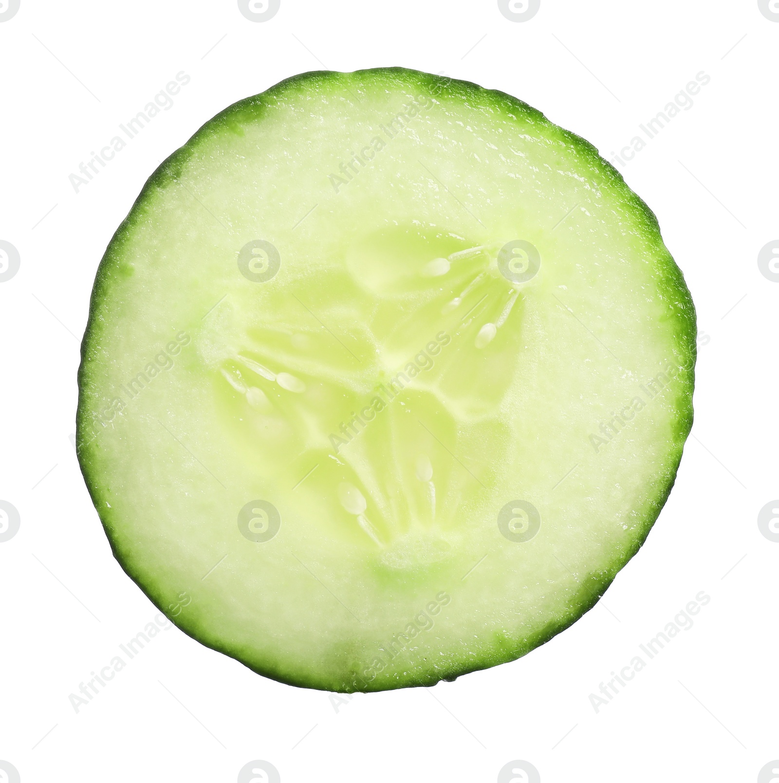 Photo of Slice of fresh cucumber isolated on white