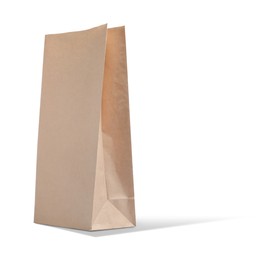 Image of New open paper bag on white background