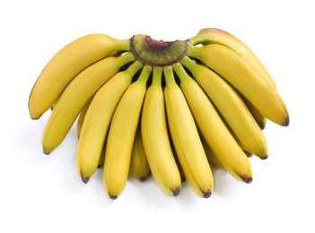 Bunch of ripe baby bananas on white background