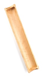 Photo of Cut dry bamboo stalk on white background, top view