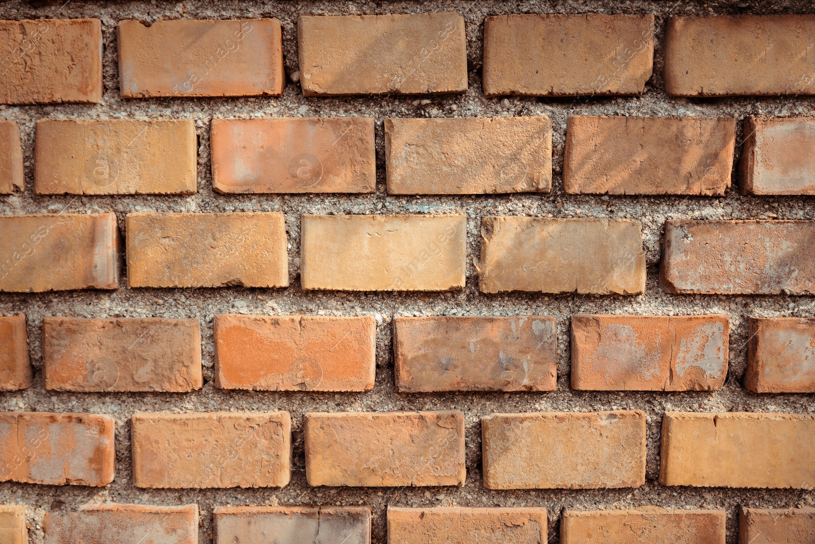 Photo of Texture of red brick wall as background, closeup view