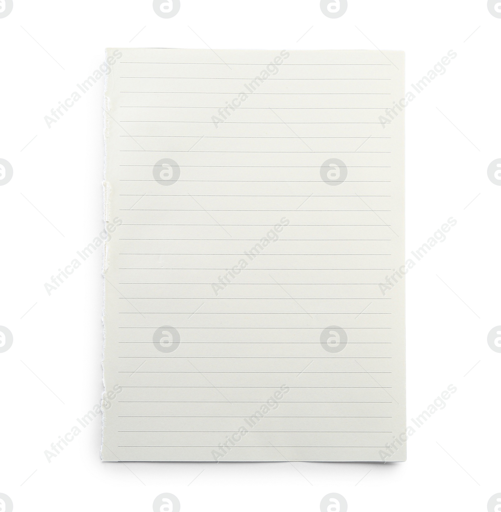 Photo of Lined notebook sheet isolated on white, top view