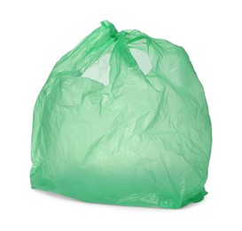 Photo of One green plastic bag isolated on white