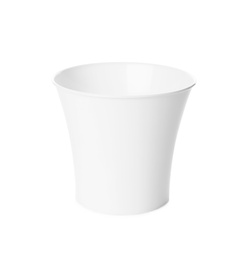 Photo of New plastic flower pot isolated on white