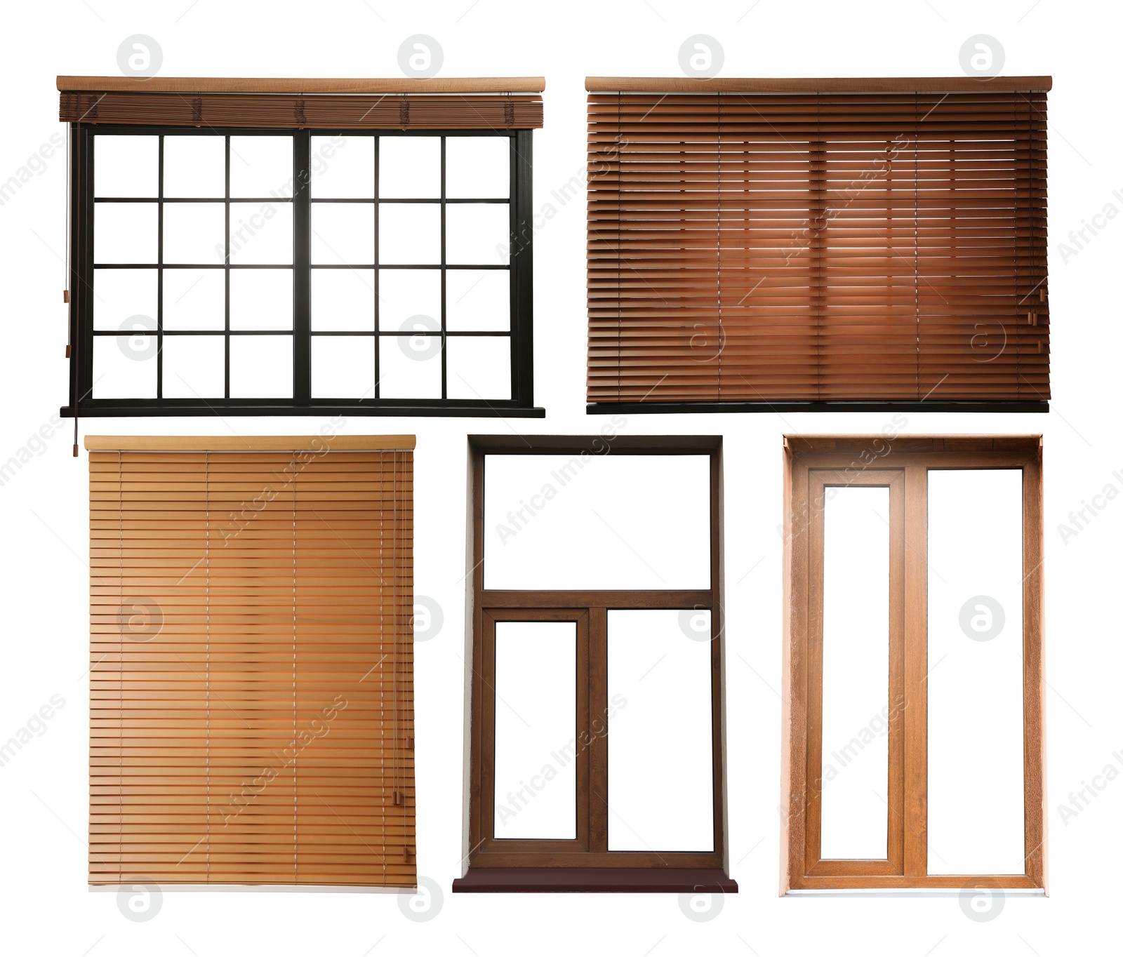 Image of Set with different windows on white background