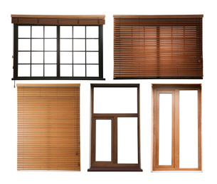 Set with different windows on white background