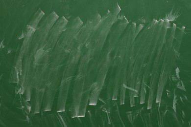 Dirty green chalkboard as background. School equipment