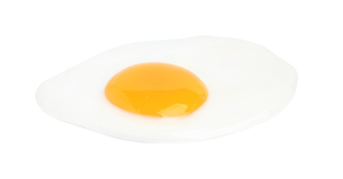 Tasty fried chicken egg isolated on white