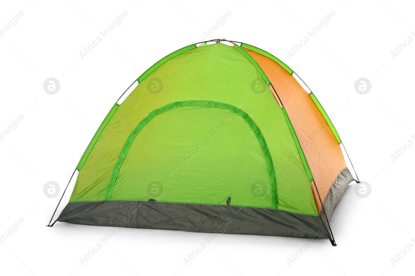 Photo of Comfortable colorful camping tent on white background