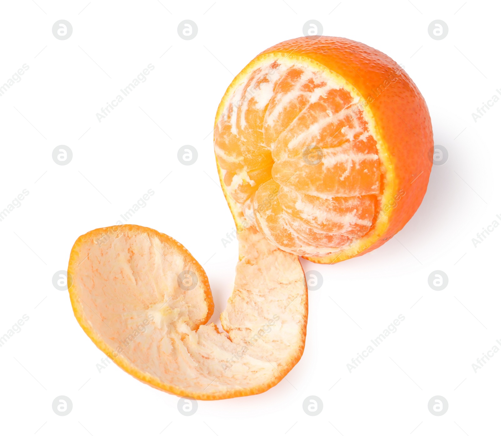 Photo of One fresh ripe tangerine isolated on white