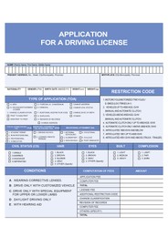 Illustration of Driver's license application form with empty fields