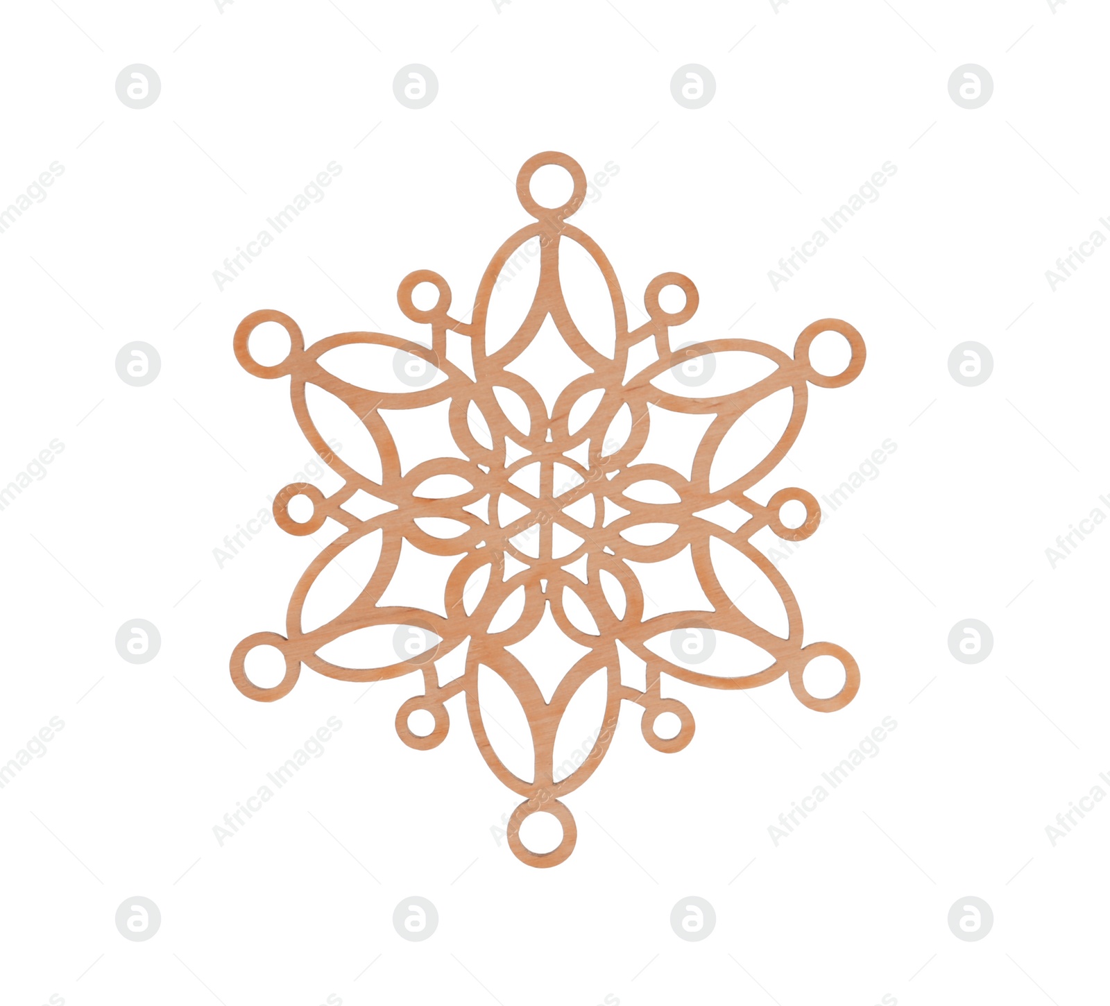 Photo of Beautiful snowflake on white background. Decoration for winter holidays