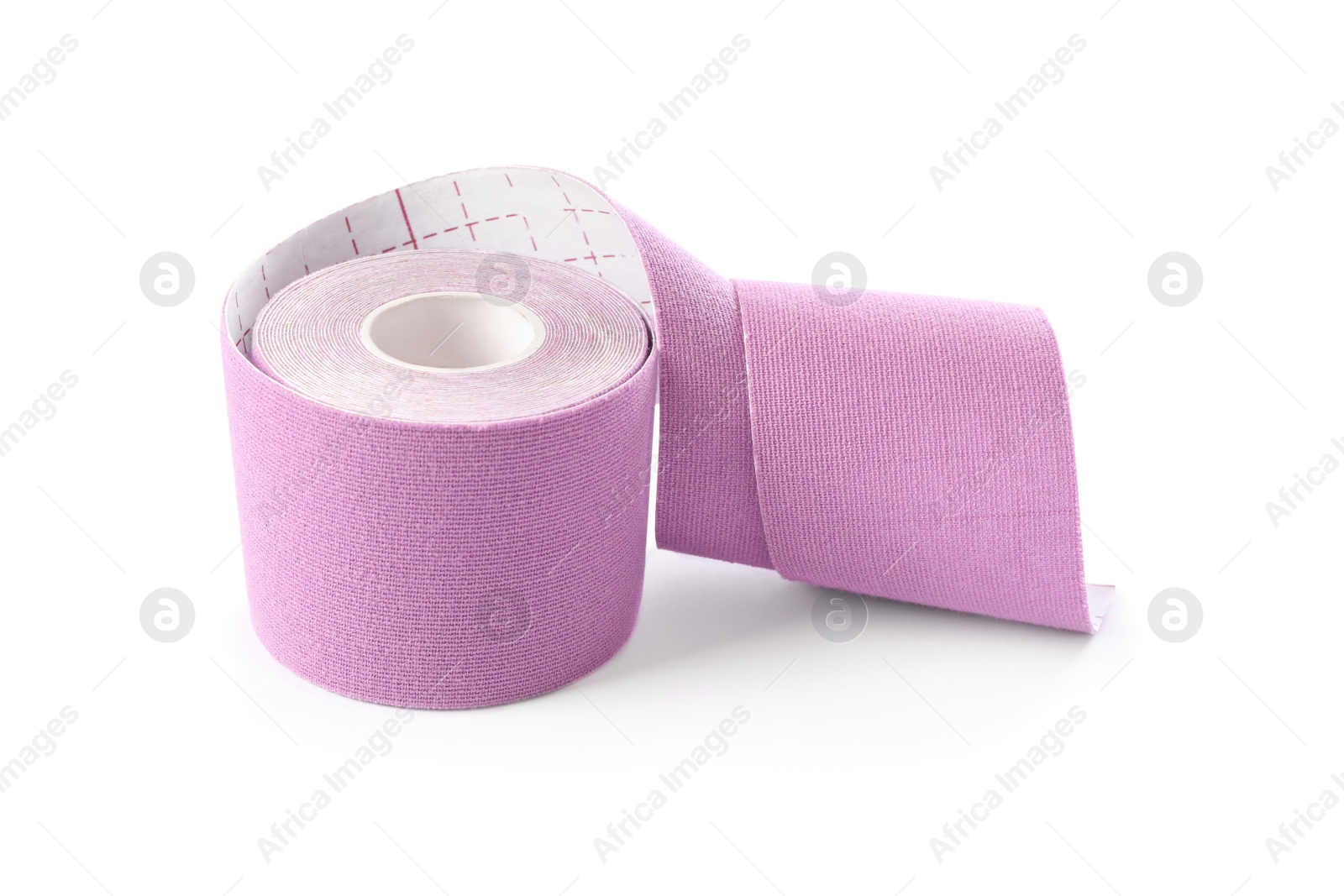 Photo of Violet kinesio tape in roll on white background