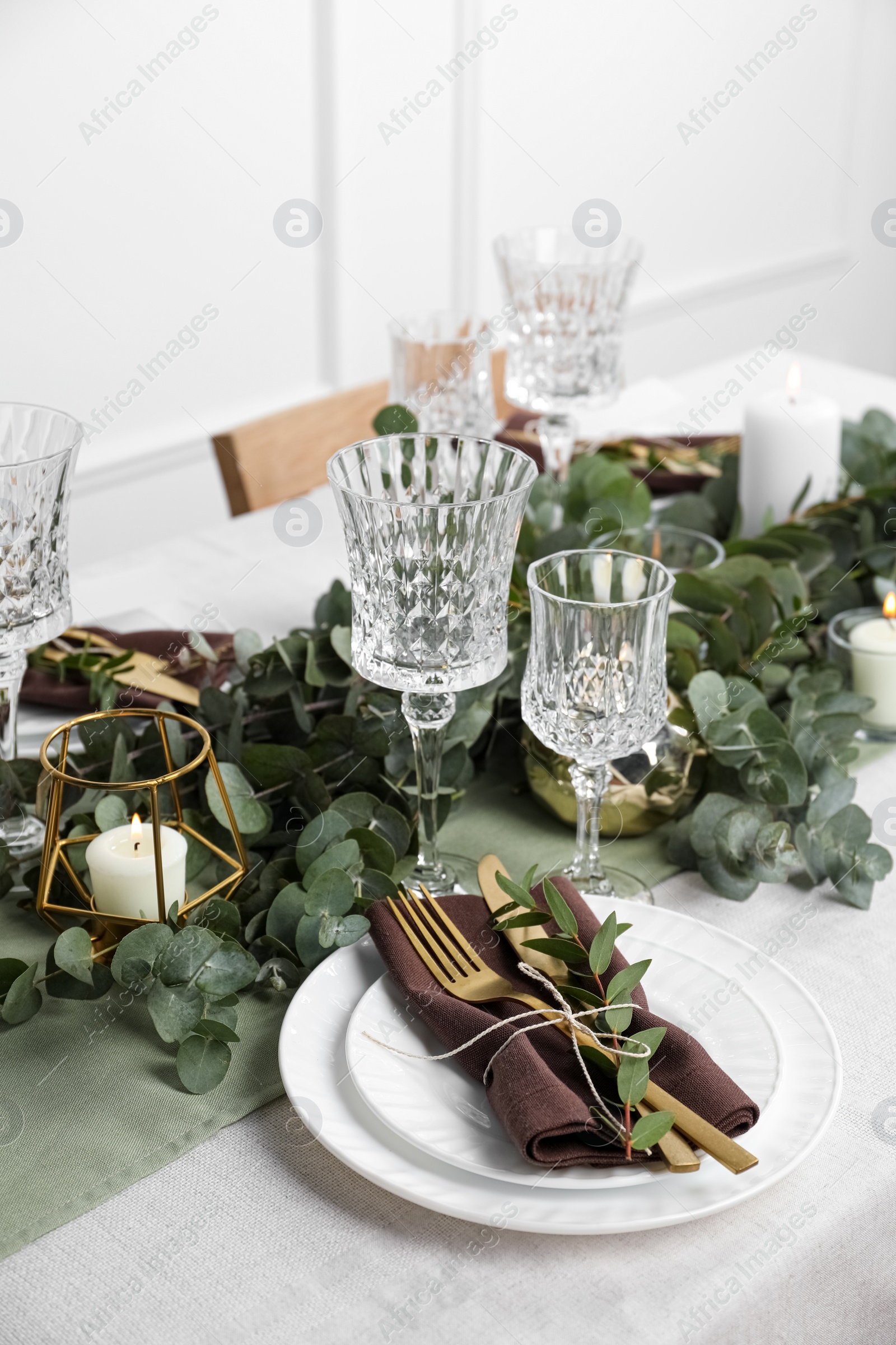 Photo of Stylish elegant table setting for festive dinner indoors