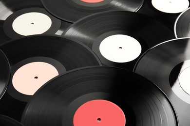 Photo of Many different vintage vinyl records as background