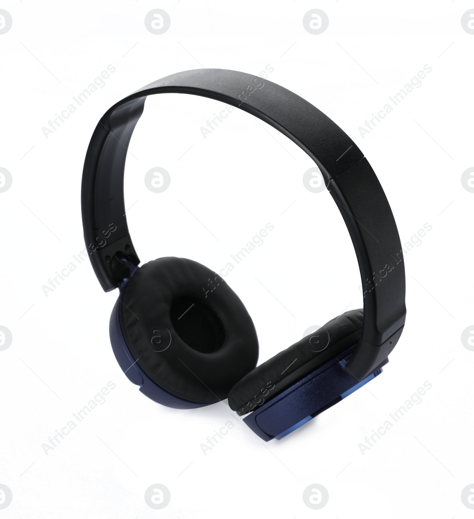 Photo of Stylish modern headphones with earmuffs on white background