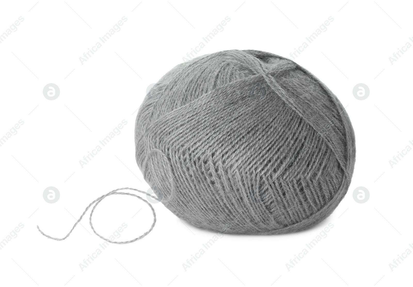 Photo of Soft grey woolen yarn isolated on white