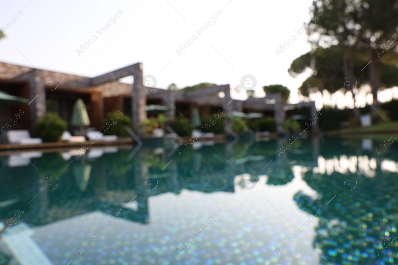 Photo of Outdoor swimming pool at resort, blurred view