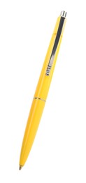 Photo of New stylish yellow pen isolated on white