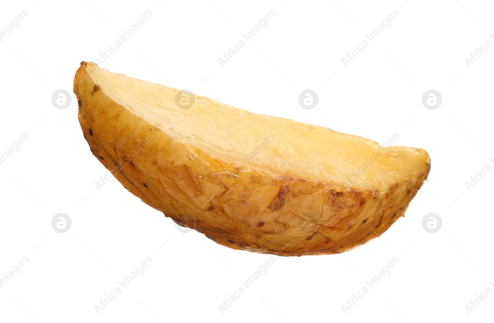 Photo of Tasty baked potato wedge isolated on white