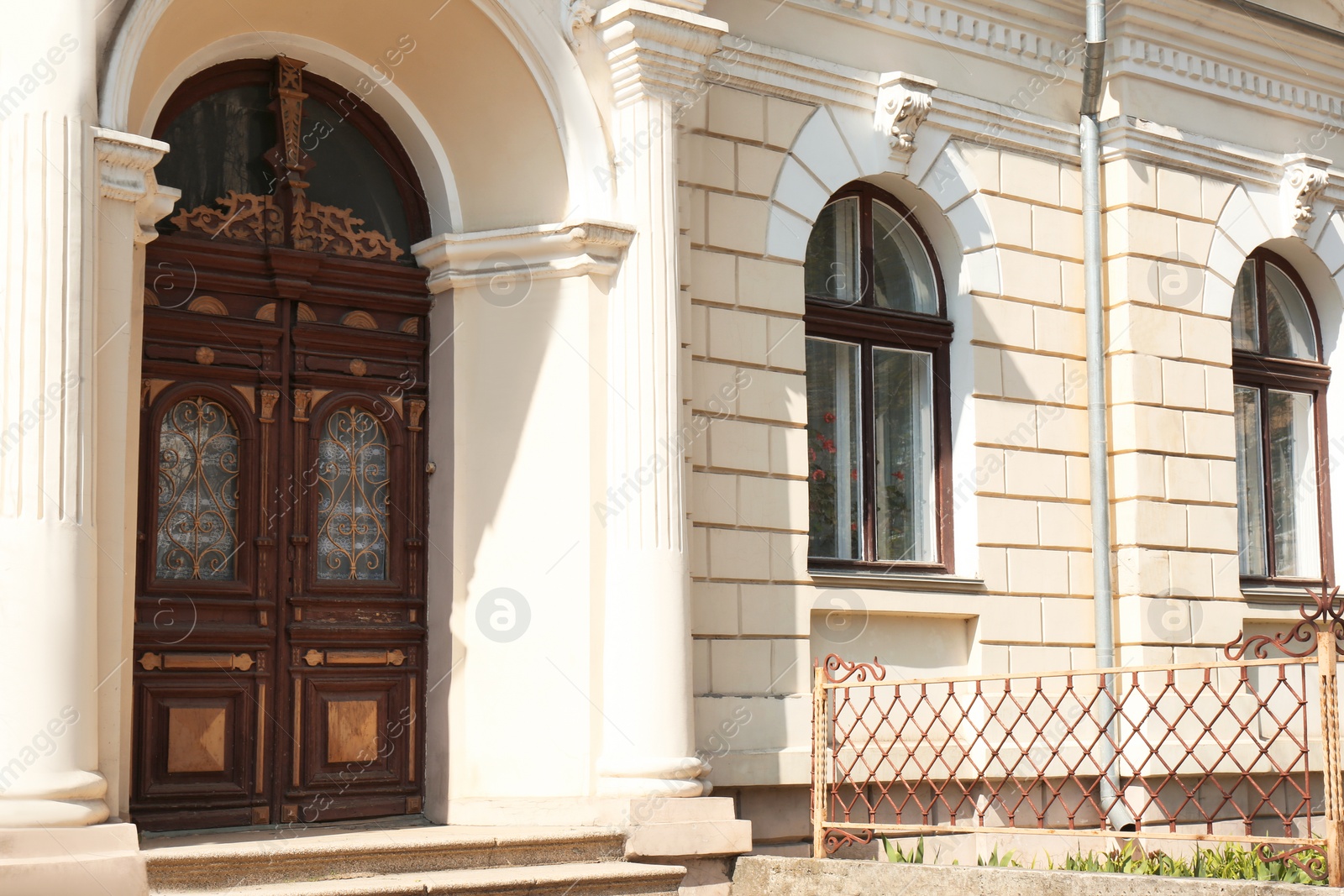 Photo of Big vintage wooden door of old building