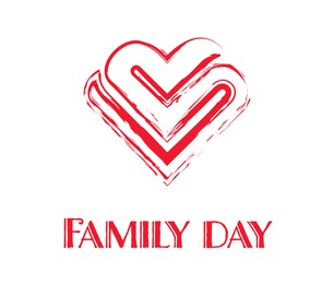 Illustration of Happy Family Day. Creative illustration of hearts on white background