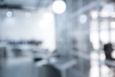 Image of Office interior. Blurred view of comfortable workspace