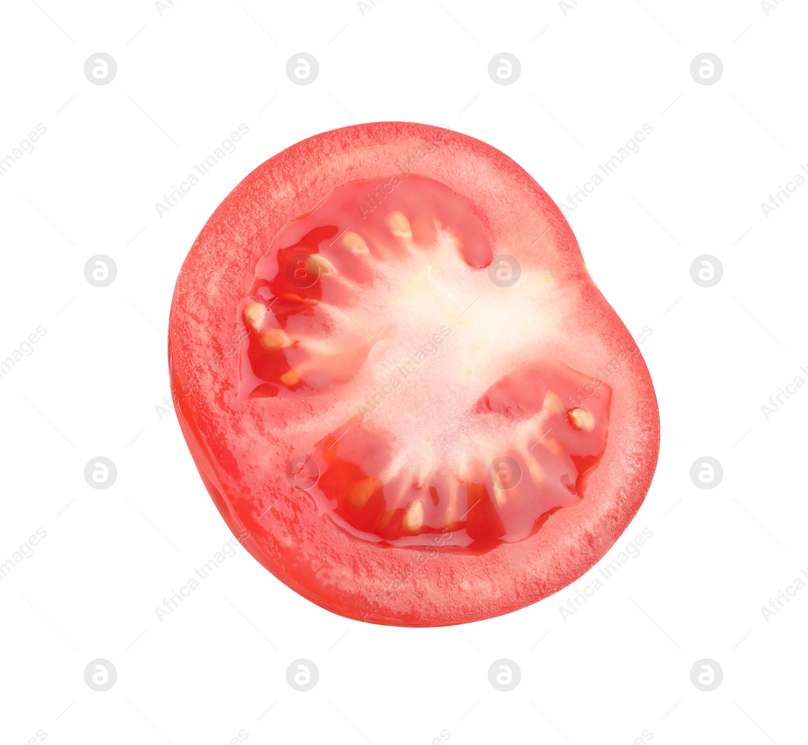 Photo of Half of red ripe tomato isolated on white