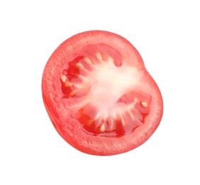 Half of red ripe tomato isolated on white